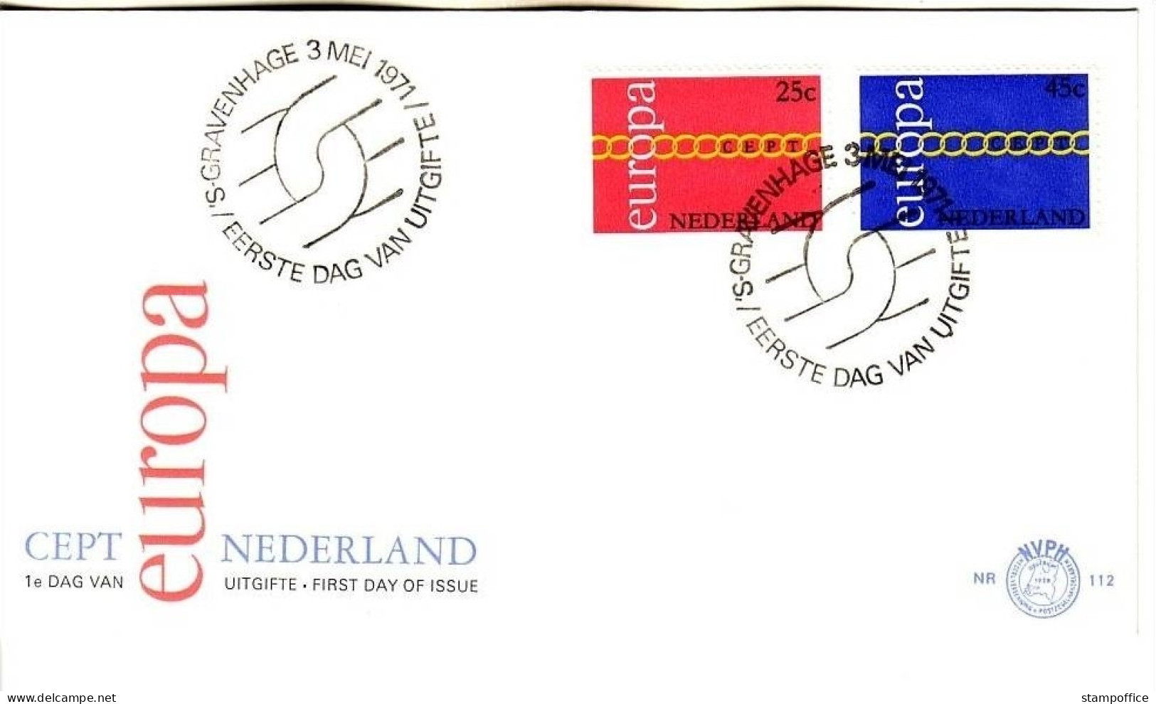 NIEDERLANDE MI-NR. 963-964 FDC EUROPA 1971 KETTE - 1971