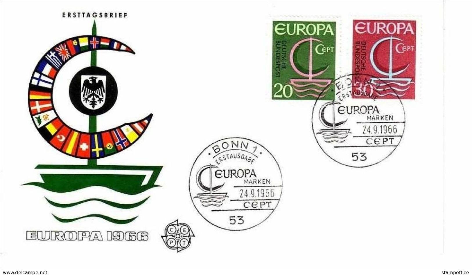 DEUTSCHLAND MI-NR. 519-520 FDC CEPT 1966 BOOT MIT SEGEL - 1966