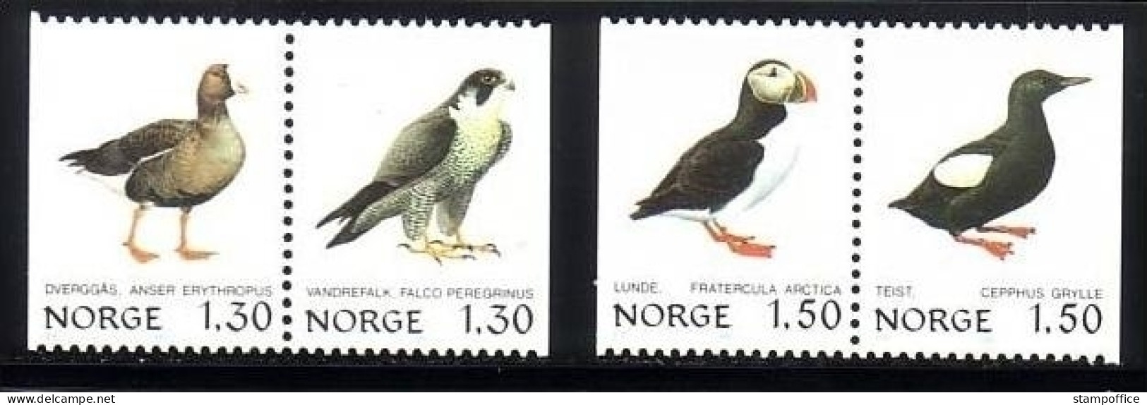 NORWEGEN MI-NR. 827-830 POSTFRISCH(MINT) VÖGEL ZWERGGANS WANDERFALKE PAPAGEITAUCHER GRYLLTEISTE - Verzamelingen, Voorwerpen & Reeksen