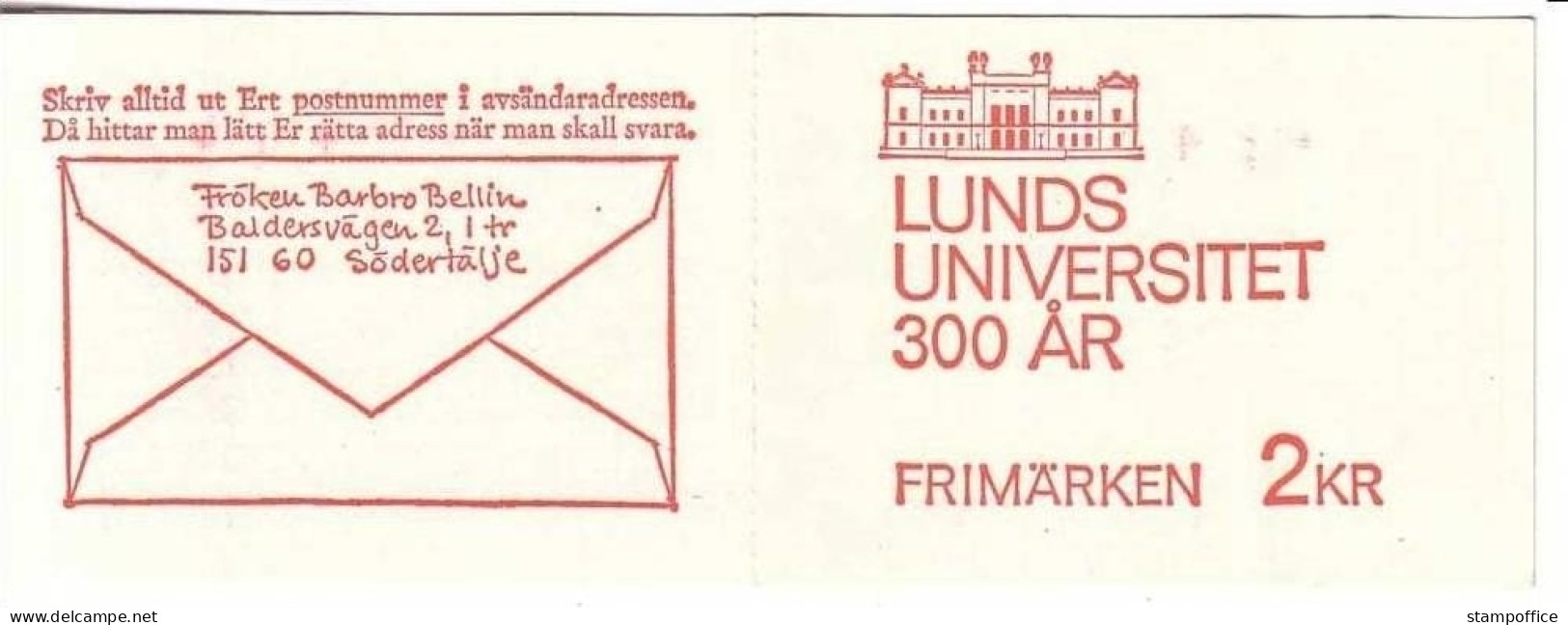 SCHWEDEN MH 17 POSTFRISCH(MINT) UNIVERSITÄT IN LUND - 1951-80