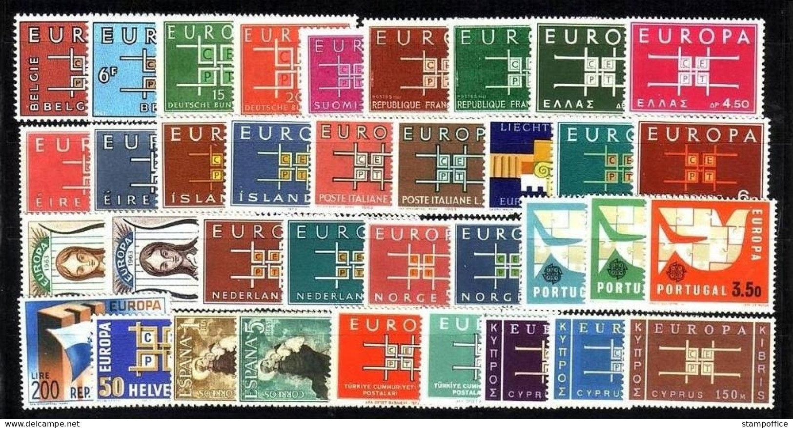 EUROPA CEPT JAHRGANG 1963 POSTFRISCH(MINT) 36 WERTE MIT ZYPERN - 1963