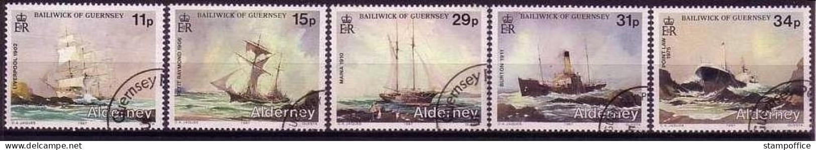 ALDERNEY MI-NR. 32-36 O SCHIFFE - SCHIFFWRACKS 1987 - Alderney