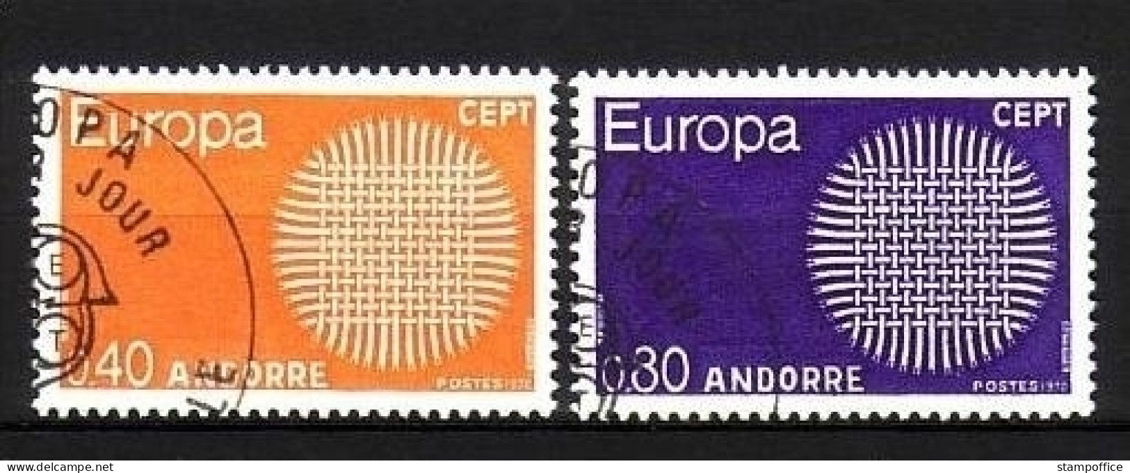 FRANZÖSISCH ANDORRA MI-NR. 222-223 GESTEMPELT(USED) EUROPA 1970 SONNENSYMBOL - 1970