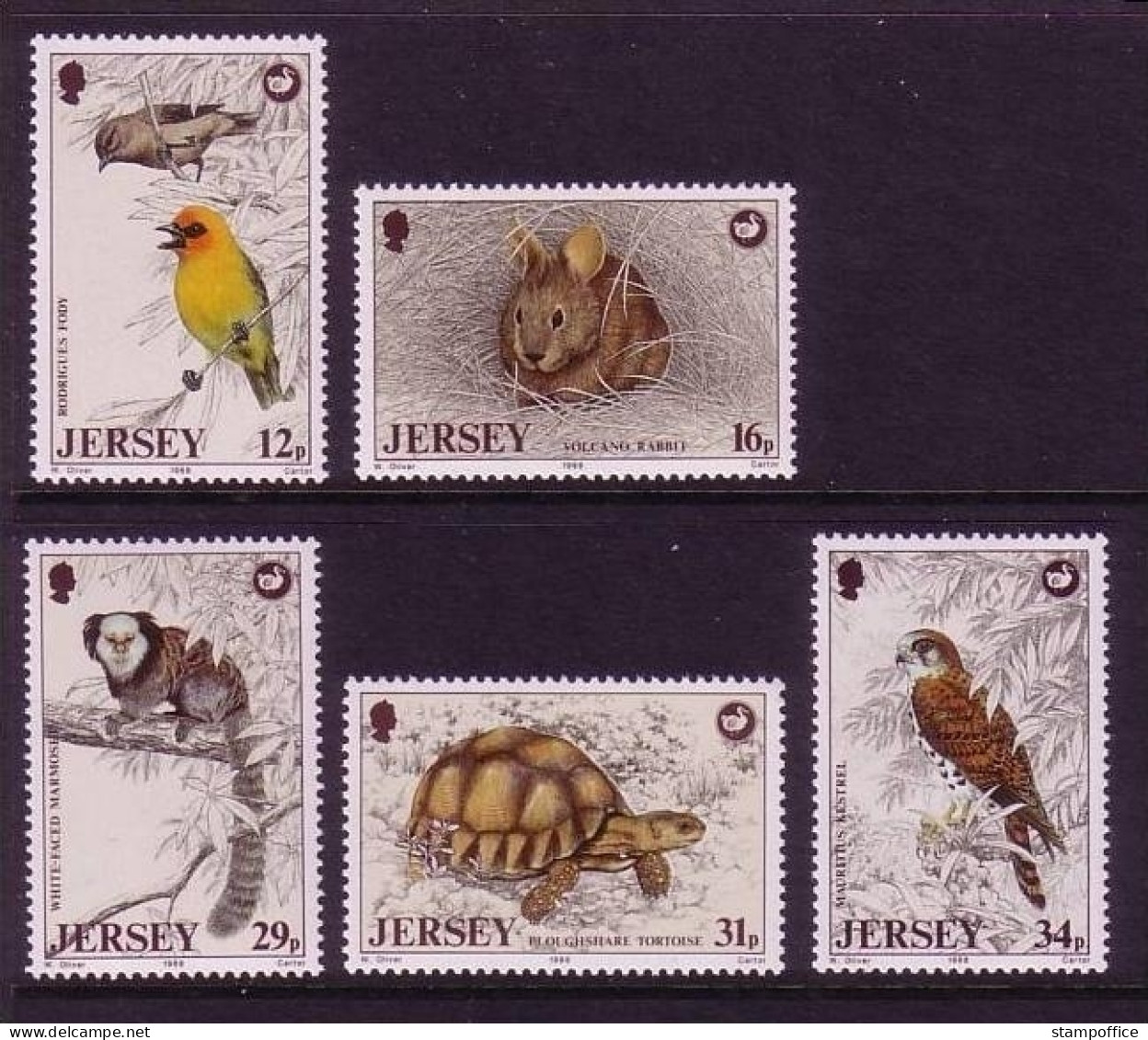 JERSEY MI-NR. 442-446 POSTFRISCH(MINT) TIERE 1988 KANINCHEN AFFE SCHILDKRÖTE FALKE - Schildkröten