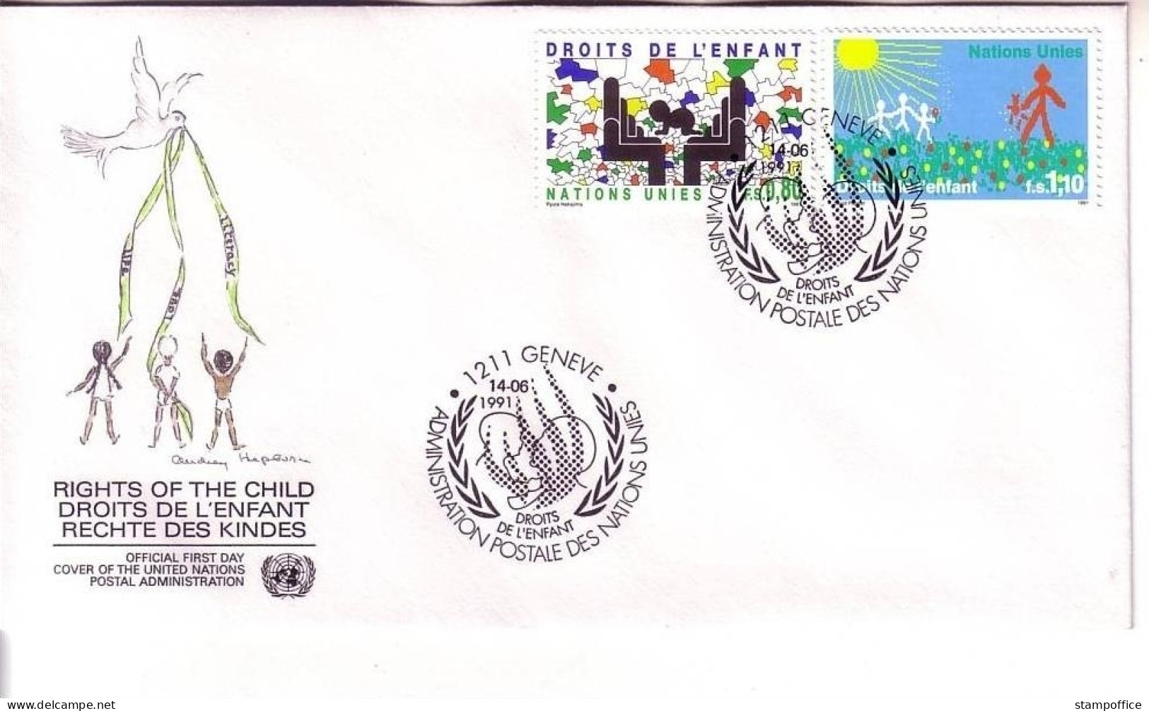 UNO GENF MI-NR. 202-203 FDC RECHTE DES KINDES 1991 - FDC