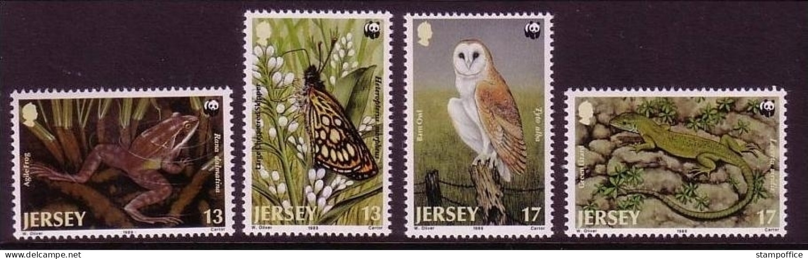 JERSEY MI-NR. 480-483 POSTFRISCH(MINT) FROSCH SCHMETTERLING EULE ECHSE WWF 1989 - Grenouilles