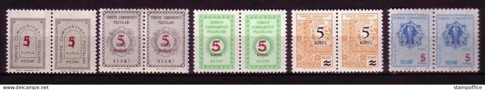 TÜRKEI DIENSTMARKEN MI-NR. 141-145 POSTFRISCH(MINT) Pärchen FRÜHERE AUSGABEN MIT AUFDRUCK - Dienstzegels