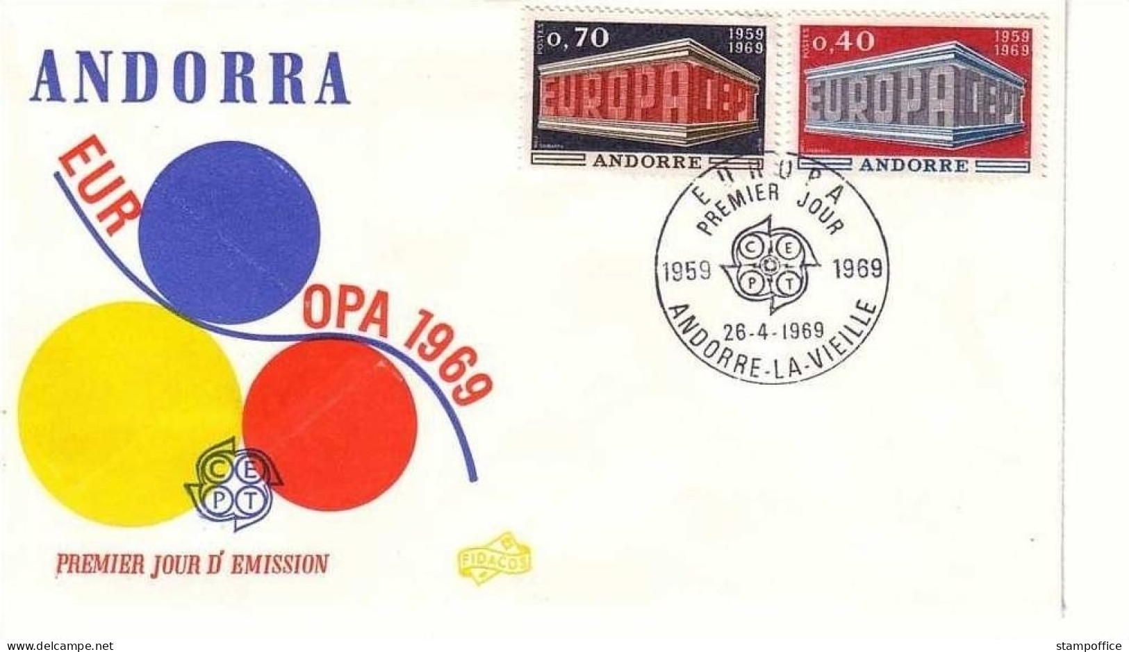 ANDORRA FRANZÖSISCH MI-NR. 214-215 FDC CEPT 1969 - 1969