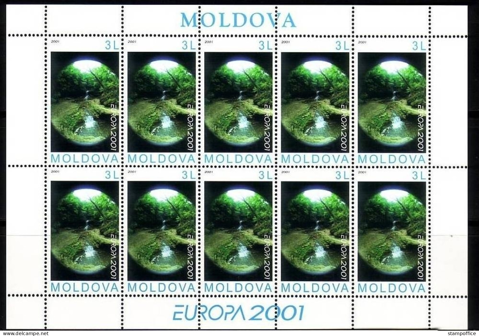 MOLDAWIEN EUROPA CEPT 2001 WASSERFALL KLEINBOGEN 388 POSTFRISCH(MINT) - 2001