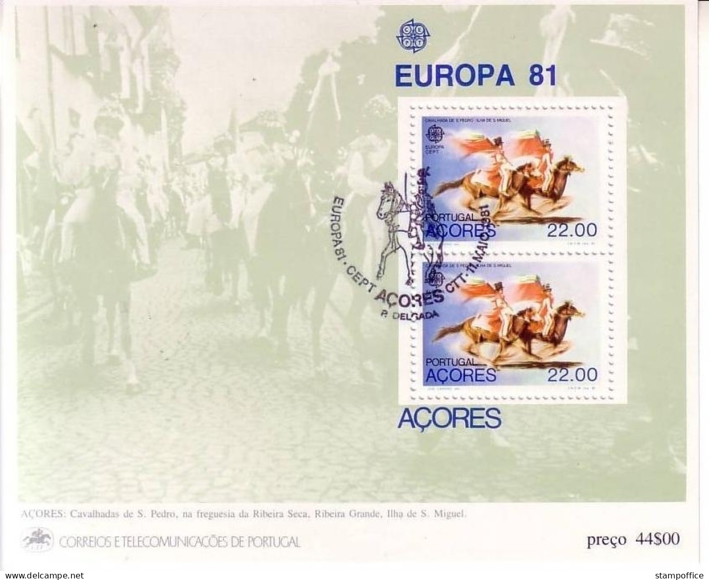 AZOREN BLOCK 2 GESTEMPELT(USED) EUROPA 1981 FOLKLORE PFERD REITERSPIELE - Azores