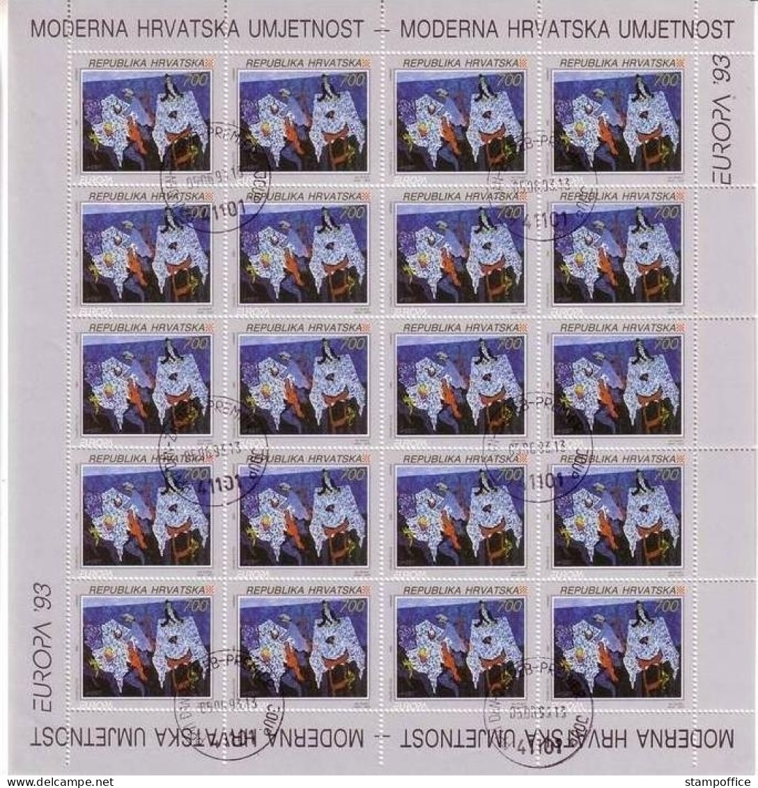 KROATIEN MI-NR. 240-242 GESTEMPELT(USED) KLEINBOGENSATZ EUROPA 1993 ZEITGENÖSSISCHE KUNST - 1993