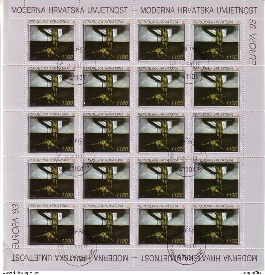 KROATIEN MI-NR. 240-242 GESTEMPELT(USED) KLEINBOGENSATZ EUROPA 1993 ZEITGENÖSSISCHE KUNST - 1993