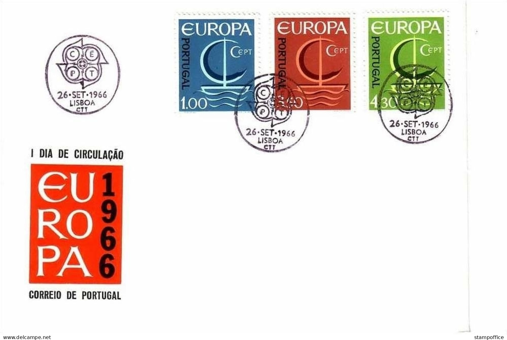 PORTUGAL MI-NR. 1012-1014 FDC CEPT 1966 BOOT MIT SEGEL - 1966