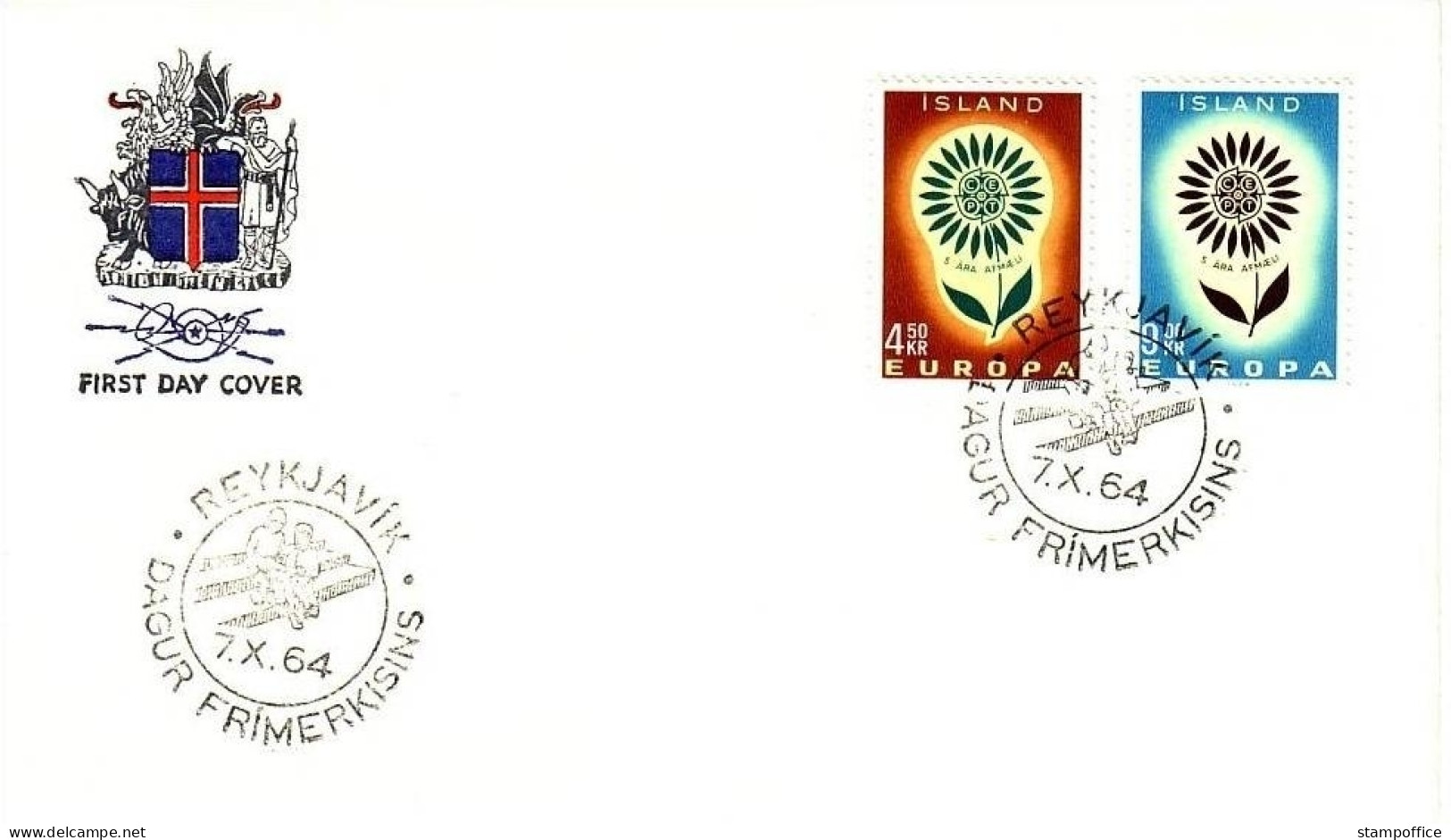 ISLAND MI-NR. 385-386 FDC CEPT 1964 STILISIERTE BLUME - 1964