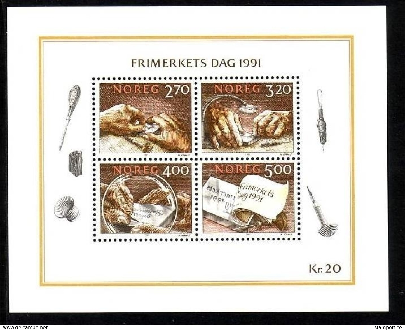 NORWEGEN BLOCK 15 POSTFRISCH(MINT) TAG DER BRIEFMARKE 1991 - BRIEFMARKENGRAVUR - Blokken & Velletjes