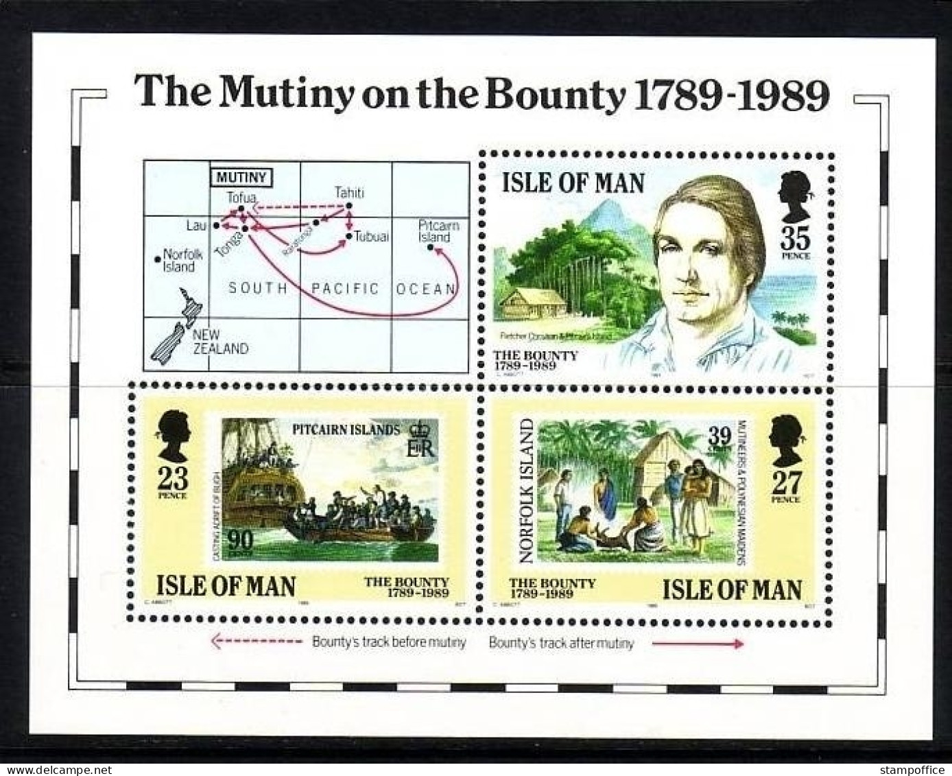 ISLE OF MAN BLOCK 11 POSTFRISCH(MINT) 200 Jahre Meuterei Auf Der BOUNTY 1989 - Stamps On Stamps