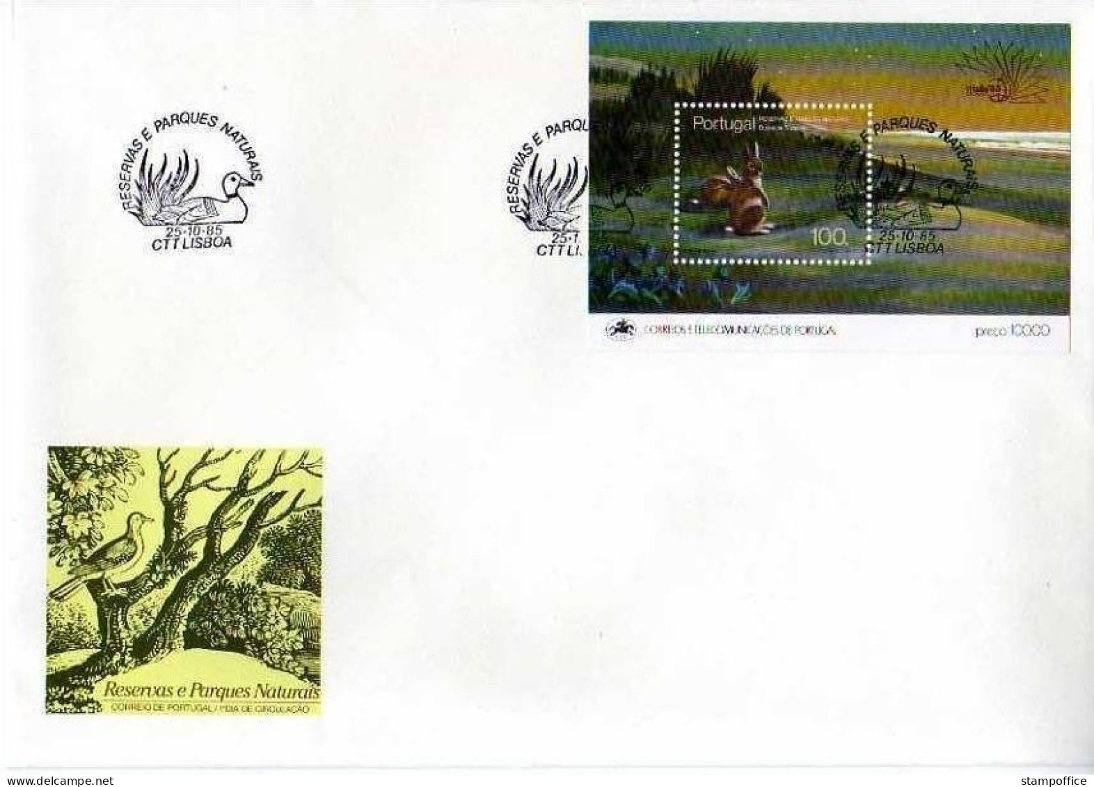 PORTUGAL BLOCK 48 FDC NATURSCHUTZGEBIET SAO JACINTO 1985 KANINCHEN - FDC