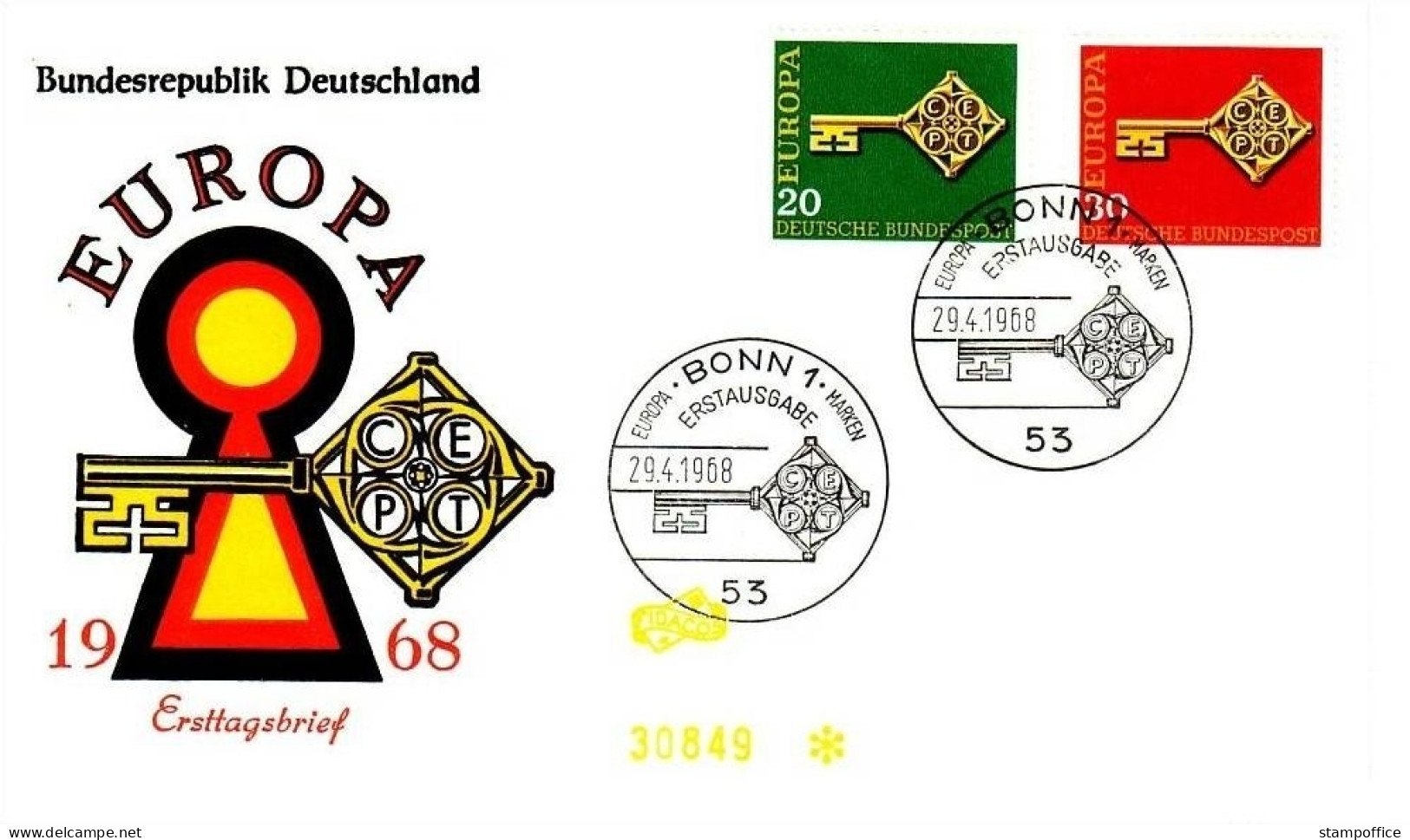 DEUTSCHLAND MI-NR. 559-560 FDC CEPT 1968 SCHLÜSSEL - 1968