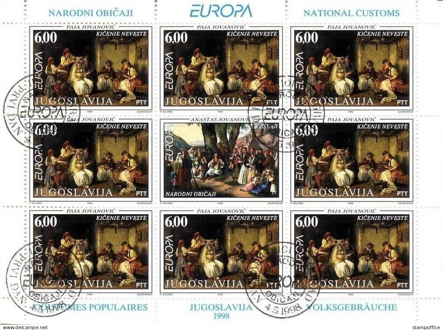 JUGOSLAWIEN MI-NR. 2855-2856 GESTEMPELT(USED) KLEINBOGENSATZ EUROPA 1998 FESTE Und FEIERTAGE - 1998