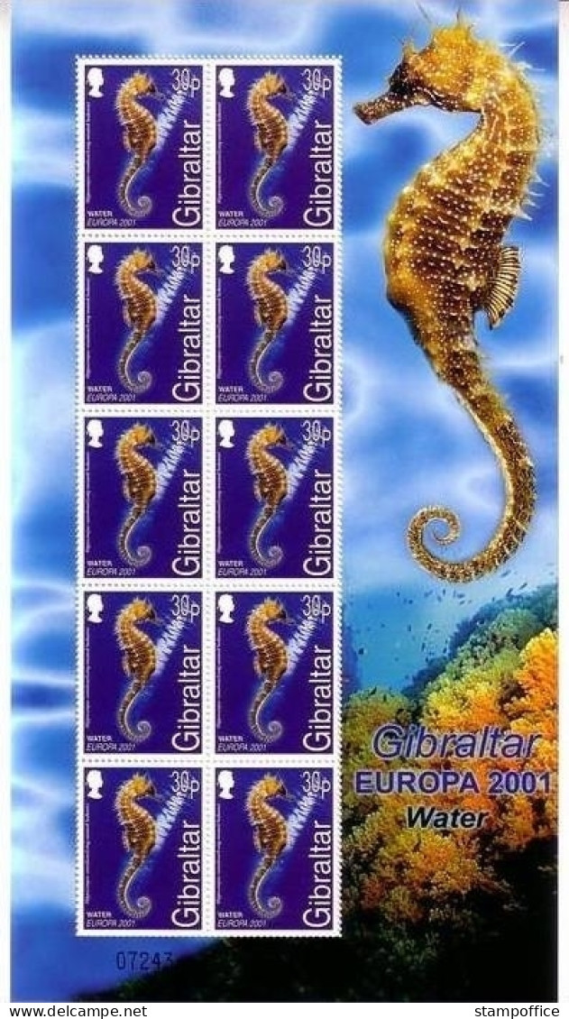 GIBRALTAR MI-NR. 962-965 KLEINBOGENSATZ POSTFRISCH(MINT) EUROPA 2001 WASSER SEEPFERDCHEN MÖWE - 2001