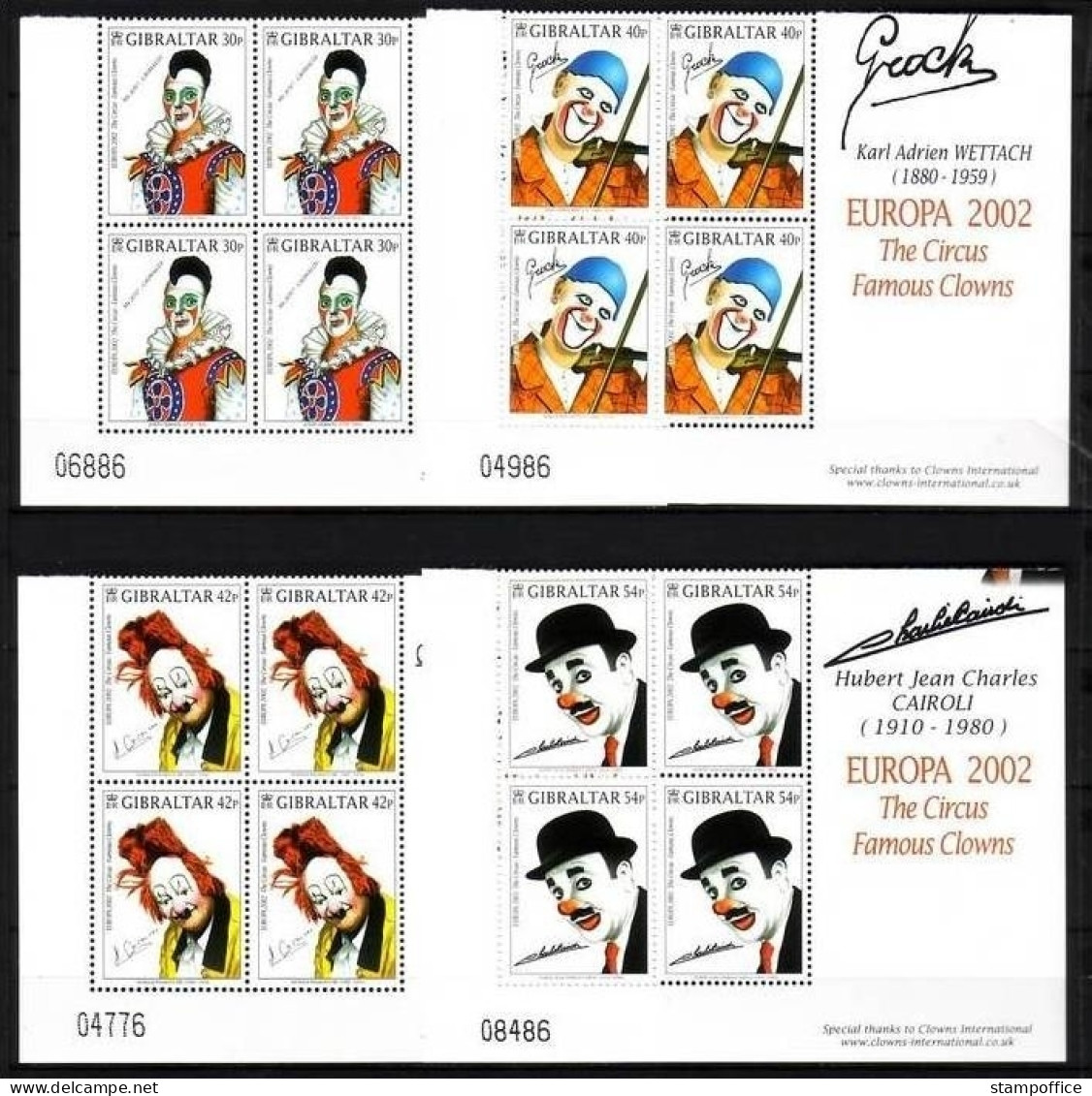 GIBRALTAR MI-NR. 1002-1005 POSTFRISCH(MINT) 4er Block EUROPA 2002 ZIRKUS CLOWNS - 2002