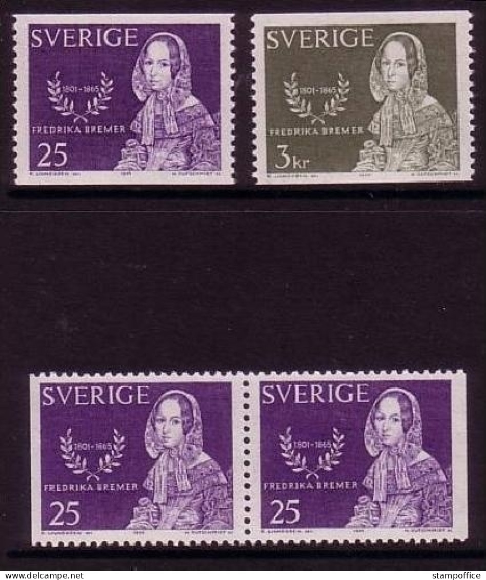 SCHWEDEN MI-NR. 540-541 A + 540 D/D POSTFRISCH(MINT) FREDERIKA BREMER SCHRIFTSTELLERIN - Neufs