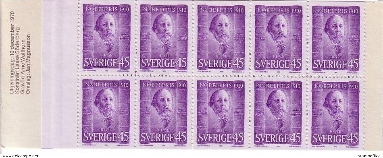 SCHWEDEN MH Mit 10 X 697 D POSTFRISCH(MINT) NOBELPREISTRÄGER DES JAHRES 1910 PAUL JOHAN LUDWIG HEYSE - 1951-80