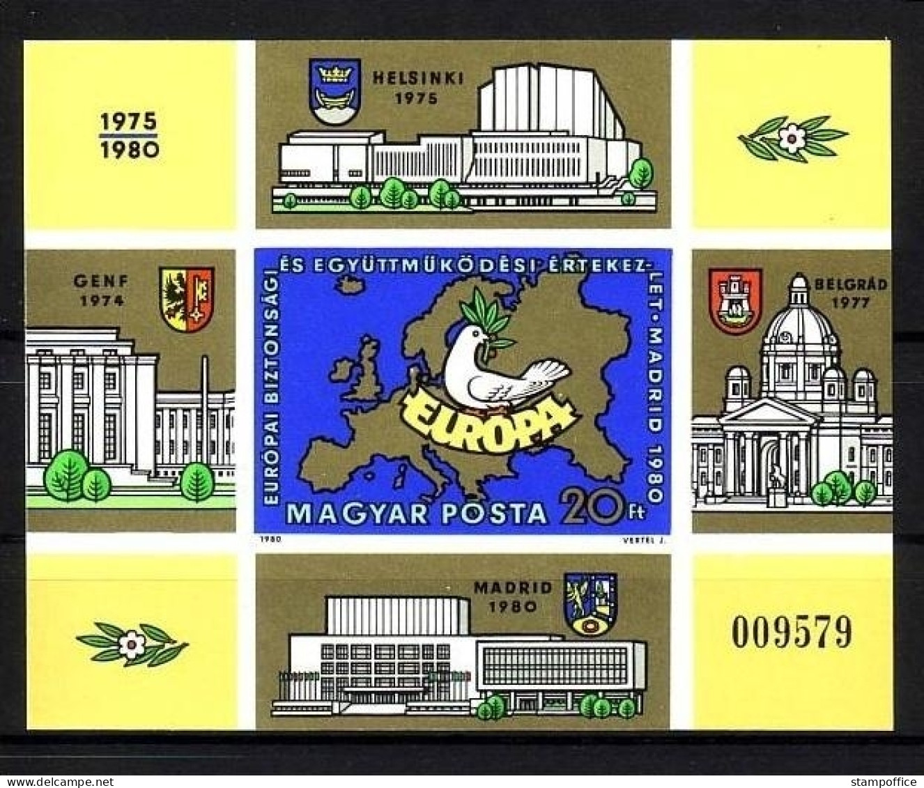 UNGARN BLOCK 147 B POSTFRISCH(MINT) KONFERENZ FÜR SICHERHEIT UND ZUSAMMENARBEIT WAPPEN - Stamps