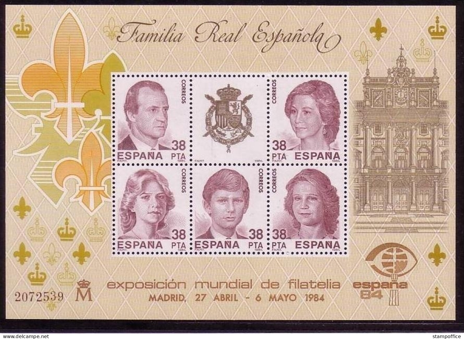 SPANIEN BLOCK 27 POSTFRISCH ESPANA '84 KÖNIGSFAMILIE MIT EINTRITTSKARTE - Blocs & Feuillets