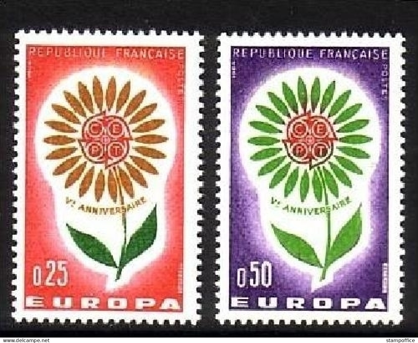 FRANKREICH MI-NR. 1490-1491 POSTFRISCH(MINT) EUROPA 1964 STILISIERTE BLUME - 1964