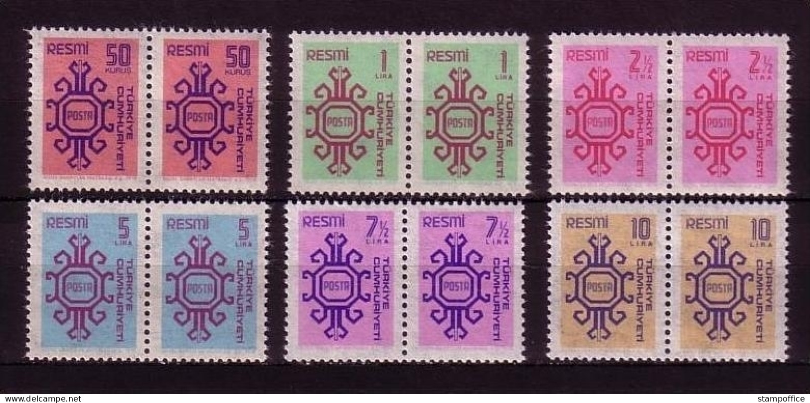 TÜRKEI DIENSTMARKEN MI-NR. 155-160 POSTFRISCH(MINT) Pärchen ORNAMENTE - Dienstzegels