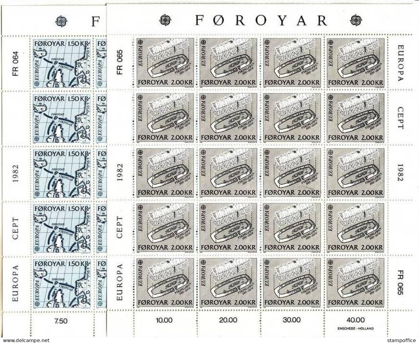 FÄRÖER MI-NR. 70-71 POSTFRISCH(MINT) KLEINBOGENSATZ EUROPA 1982 HISTORISCHE EREIGNISSE LANDKARTE - 1982