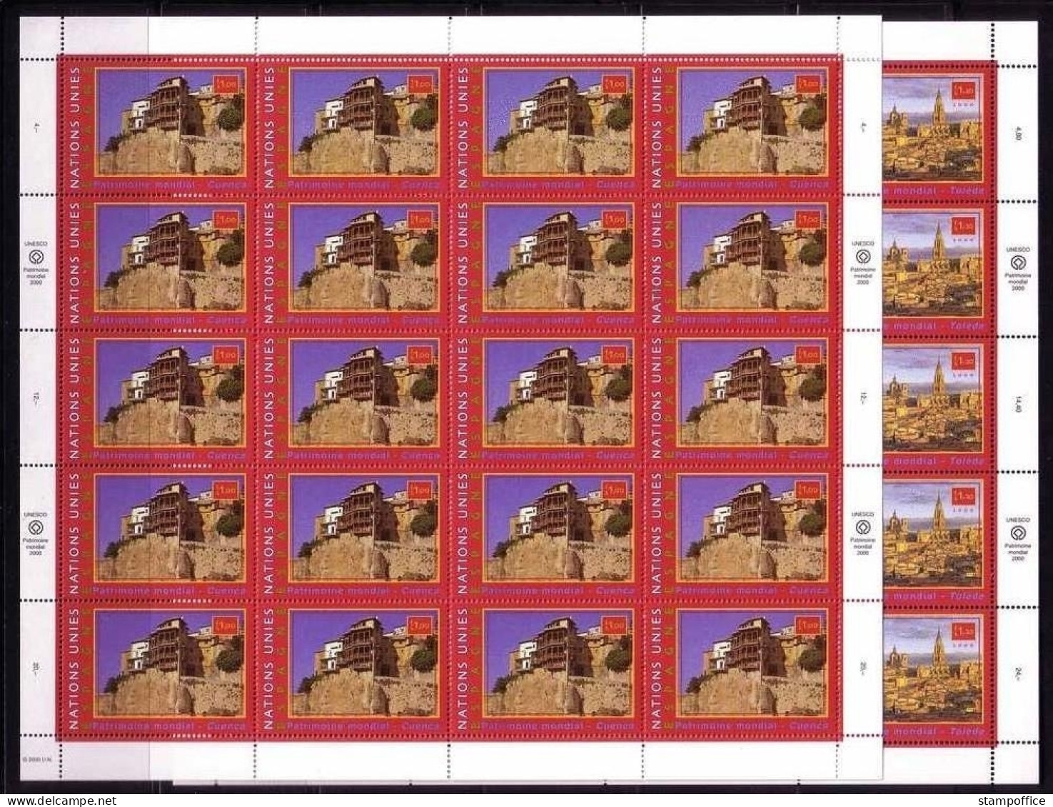 UNO GENF MI-NR. 399-400 POSTFRISCH(MINT) KLEINBOGENSATZ UNESCO-WELTERBE 2000 SPANIEN - Blocks & Sheetlets
