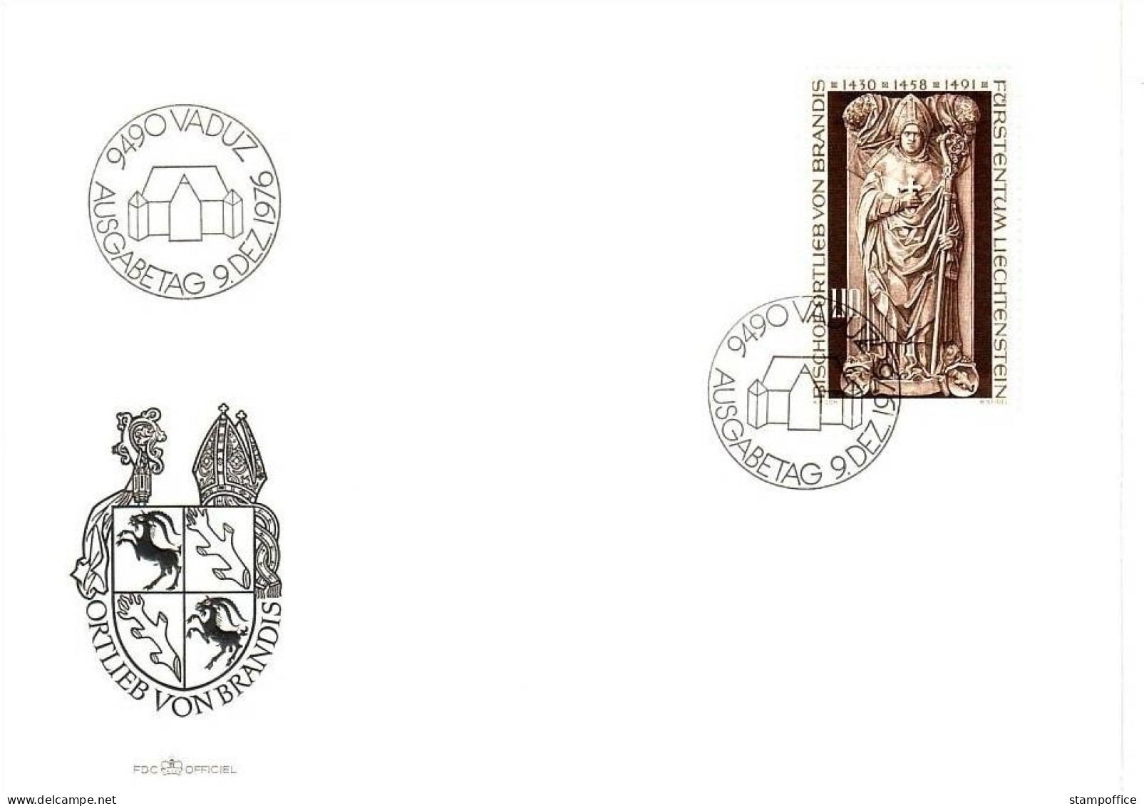 LIECHTENSTEIN MI-NR. 666 FDC BISCHOF ORTLIEB Von BRANDIS - FDC