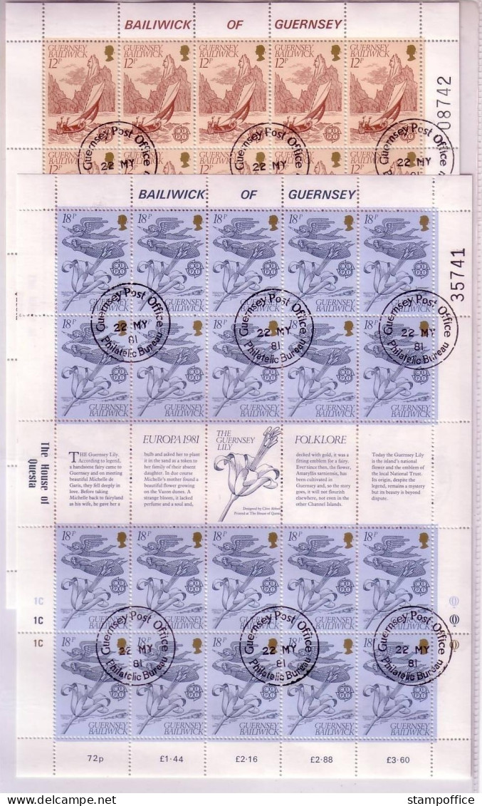 GUERNSEY MI-NR. 223-224 KLEINBOGENSATZ GESTEMPELT(USED) EUROPA 1981 FOLKLORE - 1981