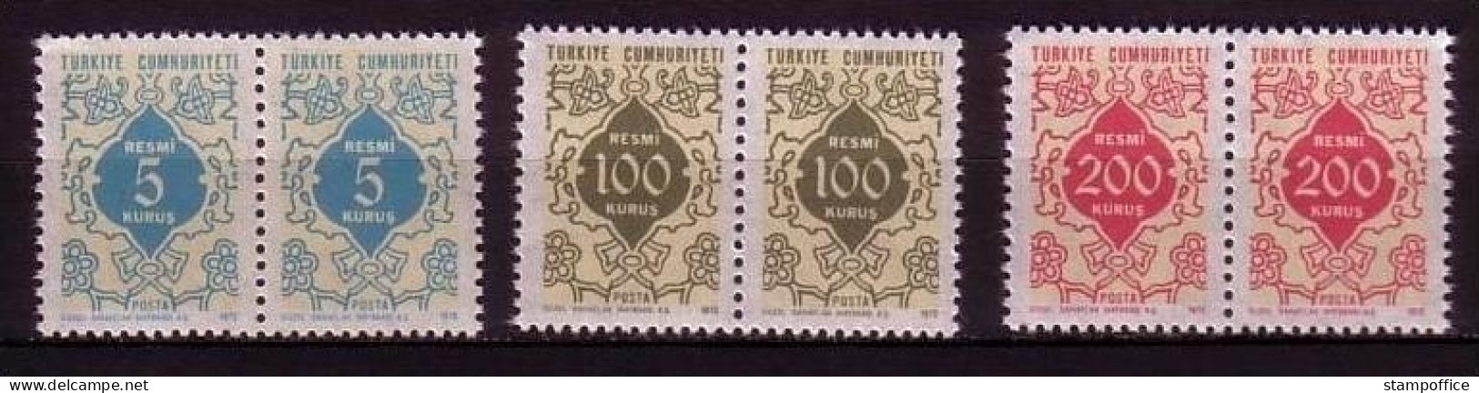 TÜRKEI DIENSTMARKEN MI-NR. 130-132 POSTFRISCH(MINT) Pärchen ORNAMENTE - Dienstzegels