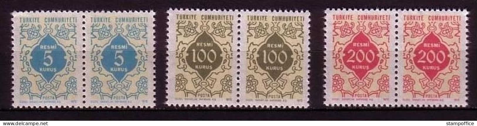 TÜRKEI DIENSTMARKEN MI-NR. 130-132 POSTFRISCH(MINT) Pärchen ORNAMENTE - Francobolli Di Servizio