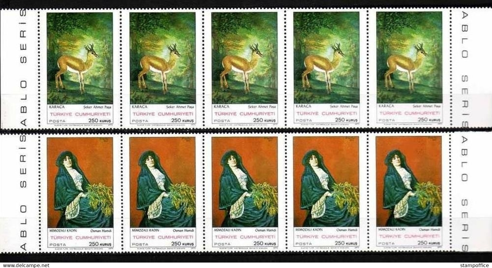 TÜRKEI MI-NR. 2184-2185 POSTFRISCH(MINT) 5er Streifen GEMÄLDE - REH - FRAU MIT MIMOSEN - Unused Stamps