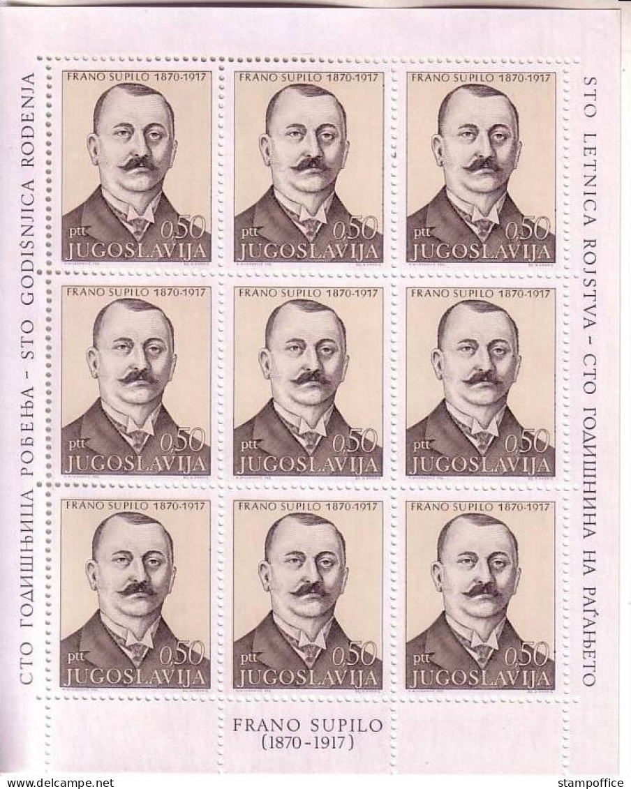 JUGOSLAWIEN MI-NR. 1408 POSTFRISCH(MINT) KLEINBOGEN FRANO SUPILO POLITIKER 1971 - Hojas Y Bloques