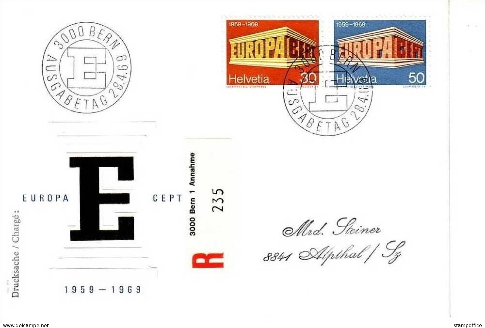 SCHWEIZ MI-NR. 900-901 FDC CEPT 1969 Einschreiben - 1969