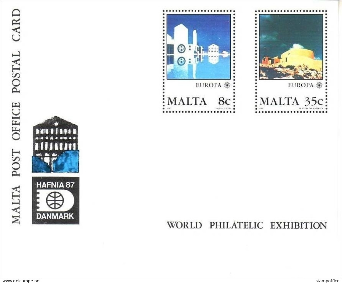 MALTA MI-NR. 766-767 POSTFRISCH(MINT) Sonderpostkarte P 26 HAFNIA 1987 MODERNE ARCHITEKTUR - 1987