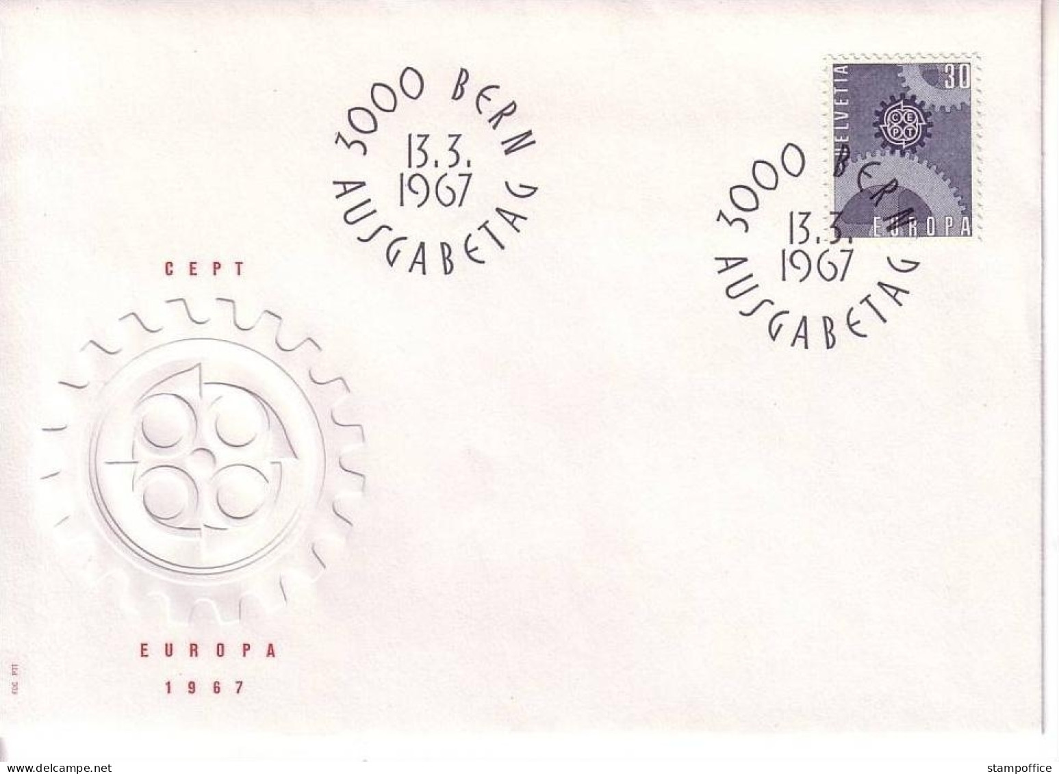 SCHWEIZ MI-NR. 850 FDC EUROPA 1967 - ZAHNRÄDER - 1967