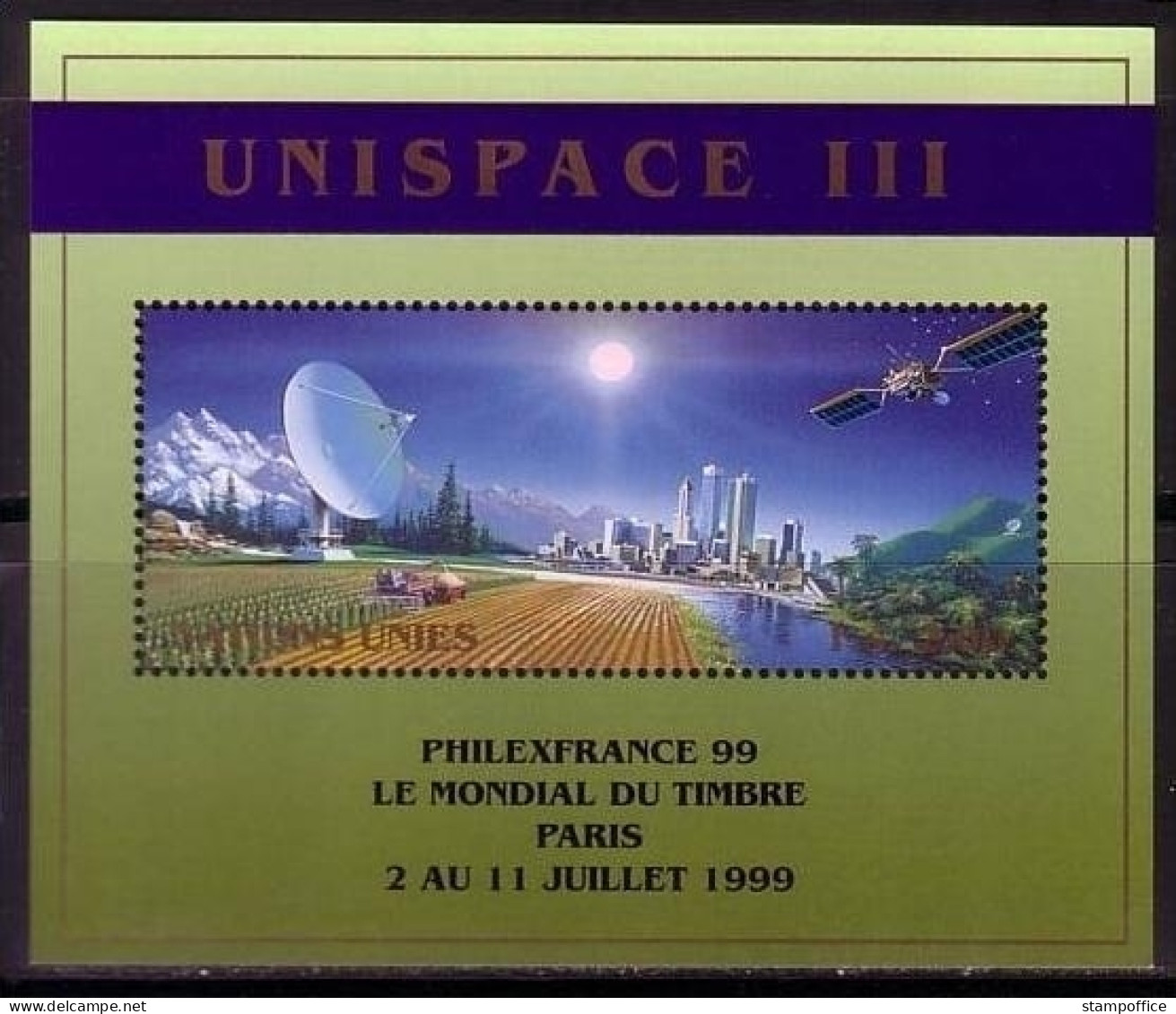 UNO GENF BLOCK 11 I POSTFRISCH(MINT) Mit Aufdruck UNISPACE III 1999 ERKUNDUNGSSATELLITEN - Blocchi & Foglietti