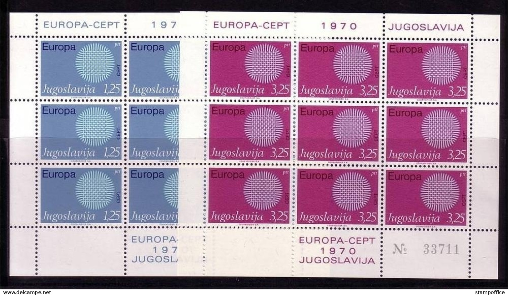 JUGOSLAWIEN MI-NR. 1379-1380 POSTFRISCH(MINT) KLEINBOGENSATZ EUROPA 1970 - SONNENSYMBOL - 1970