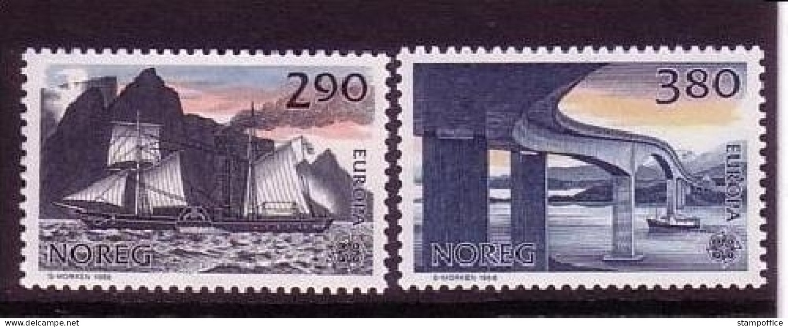 NORWEGEN MI-NR. 996-997 POSTFRISCH(MINT) EUROPA 1988 TRANSPORTSMITTEL RADDAMPFER BRÜCKE - 1988