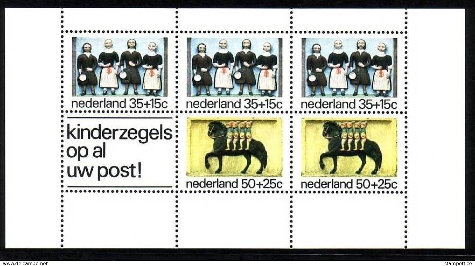 NIEDERLANDE BLOCK 14 POSTFRISCH FÜR DAS KIND 1975 FASSADENZIERSTEINE - Blocks & Sheetlets