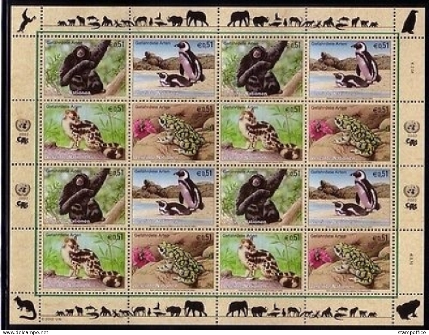 UNO WIEN MI-NR. 357-360 POSTFRISCH(MINT) KLEINBOGEN GEFÄRDETE ARTEN (X) PINGUIN KRÖTE SIAMANG - Blokken & Velletjes