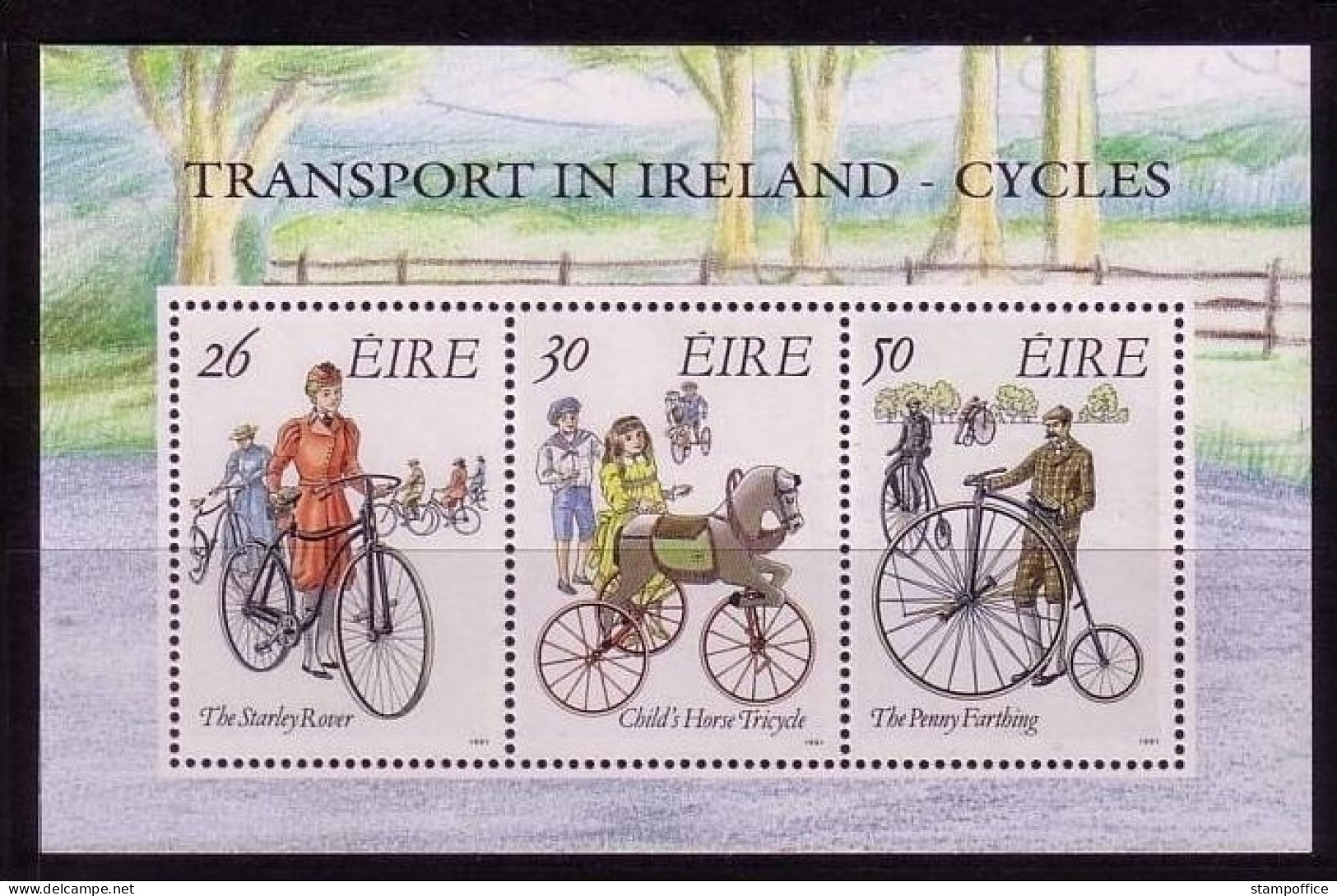 IRLAND BLOCK 8 POSTFRISCH(MINT) HISTORISCHE FAHRRÄDER - Blocks & Kleinbögen