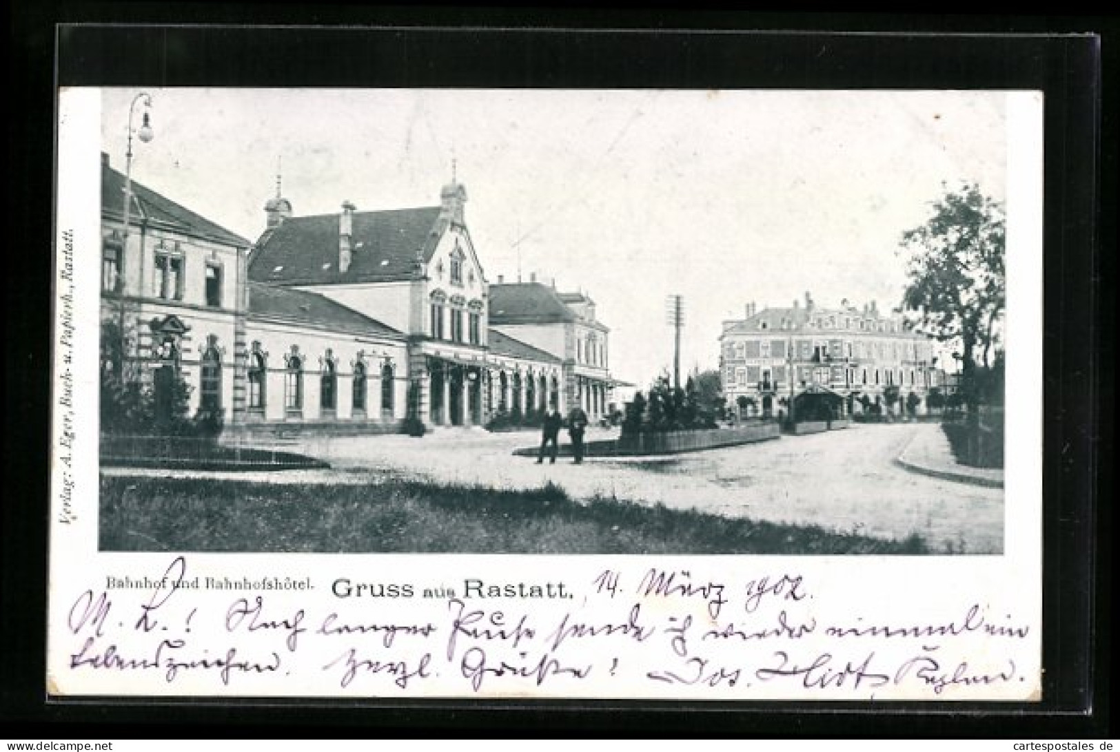 AK Rastatt, Bahnhof Und Bahnhofshotel  - Rastatt