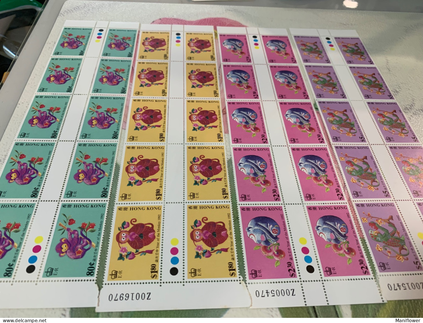 Hong Kong Stamp 1992 New Year Monkey X 10sets Gutter Pair MNH - Brieven En Documenten